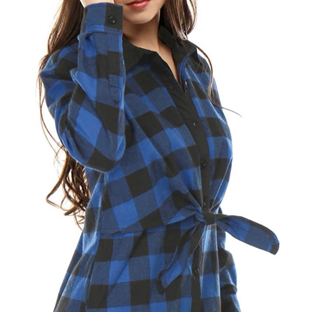 Allegra K buffalo plaid shirt dress